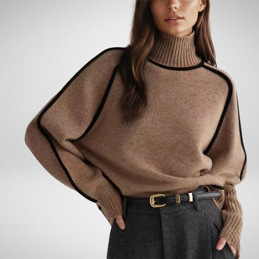 Damski golf z ozdobnymi lamówkami – elegancja i ciepło w jesiennym stylu