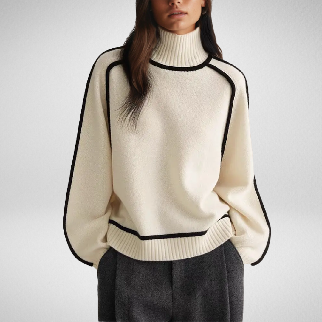 Damski golf z ozdobnymi lamówkami – elegancja i ciepło w jesiennym stylu