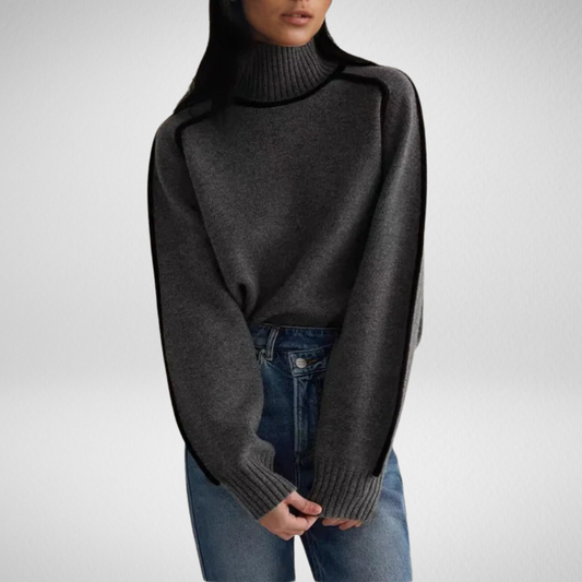 Damski golf z ozdobnymi lamówkami – elegancja i ciepło w jesiennym stylu