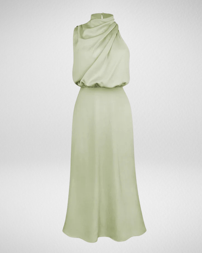 Elegancka satynowa sukienka midi – klasyczna kobiecość i nowoczesny szyk