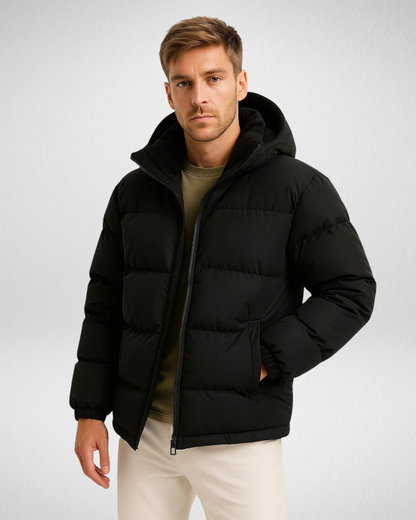 Męska Pikowana Kurtka Zimowa z Kapturrem