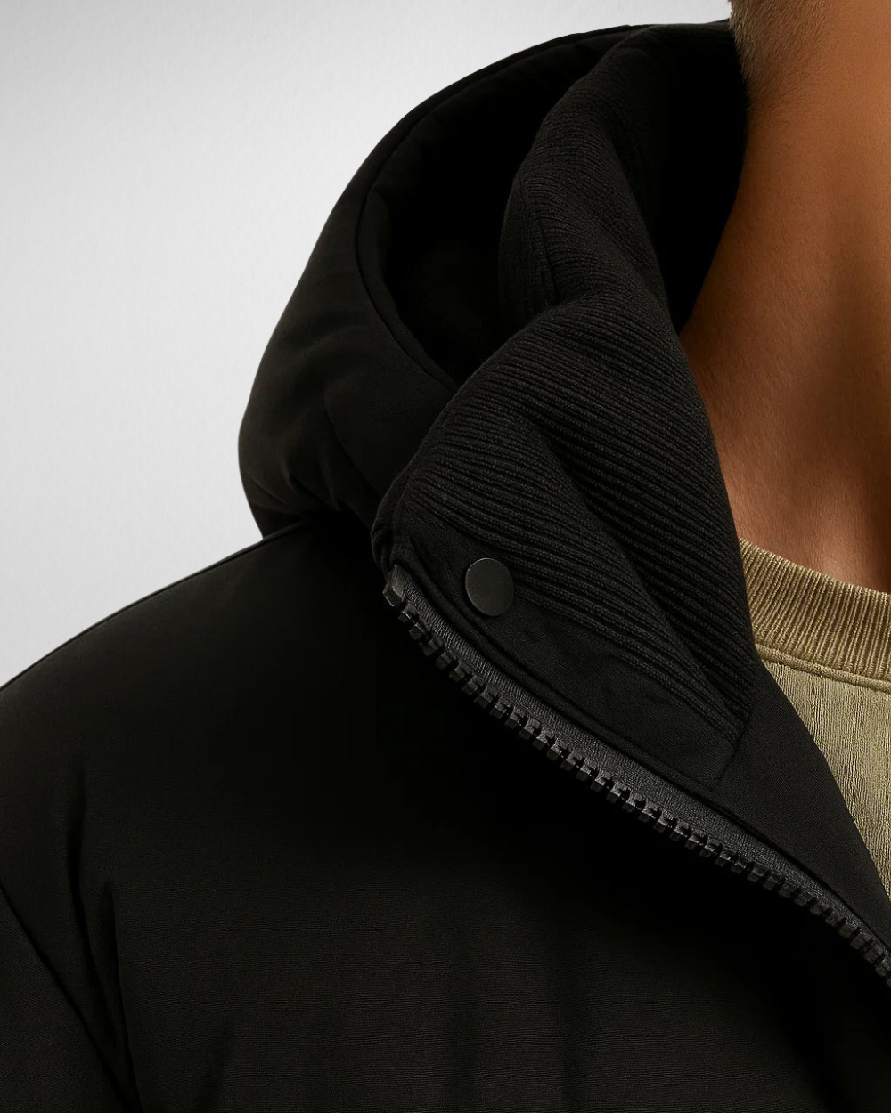 Męska Pikowana Kurtka Zimowa z Kapturrem