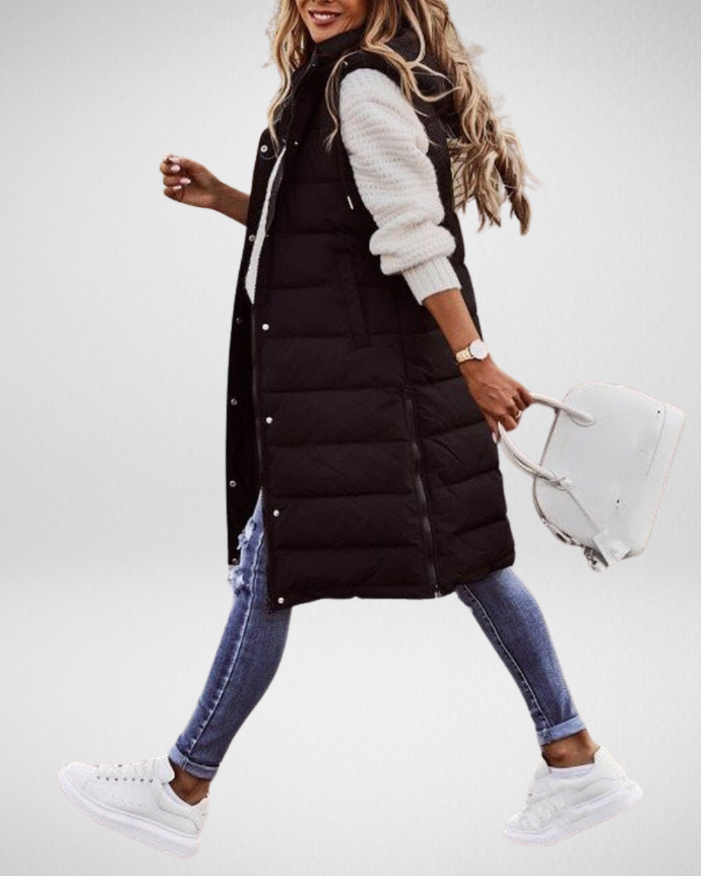 Damska pikowana kamizelka z kapturem – elegancja i komfort na chłodniejsze dni