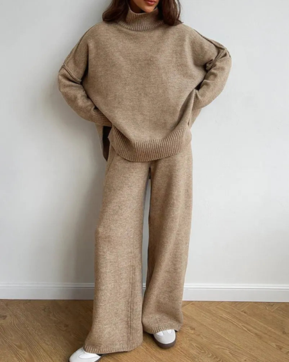 Dzianinowy komplet damski – miękki, stylowy i wygodny