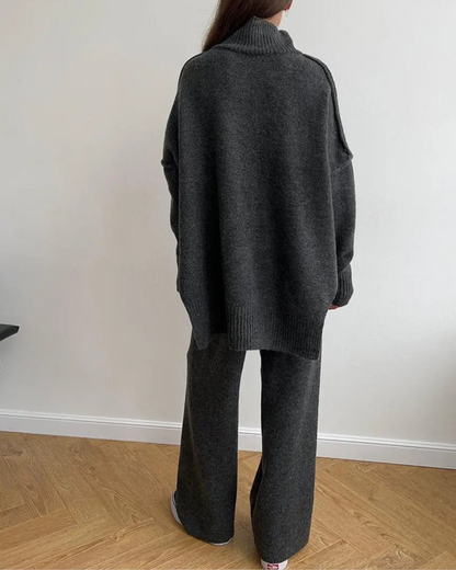 Dzianinowy komplet damski – miękki, stylowy i wygodny