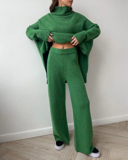 Dzianinowy komplet damski – miękki, stylowy i wygodny