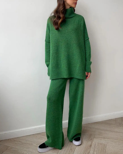 Dzianinowy komplet damski – miękki, stylowy i wygodny