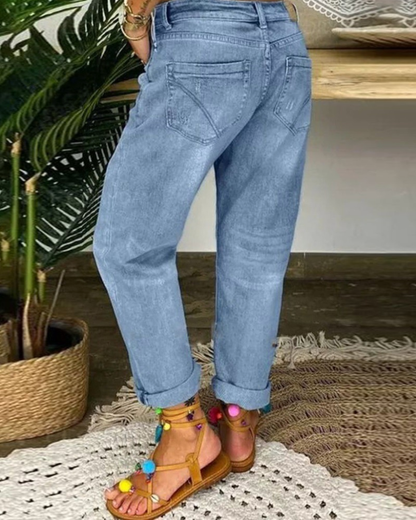 Damskie Jeansy z Guzikami – Wiosenny Luz i Styl