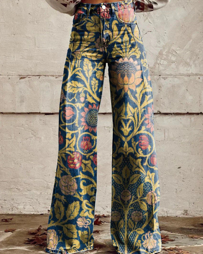 Damskie Jeansy z Kwiatowym Wzorem – Kolor i Swoboda