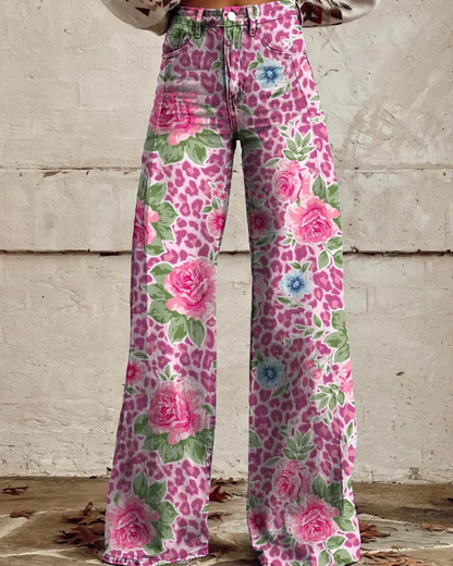 Damskie Jeansy z Kwiatowym Wzorem – Kolor i Swoboda