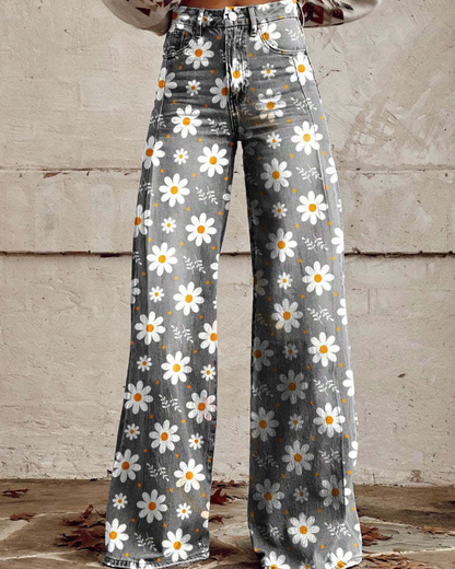 Damskie Jeansy z Kwiatowym Wzorem – Kolor i Swoboda