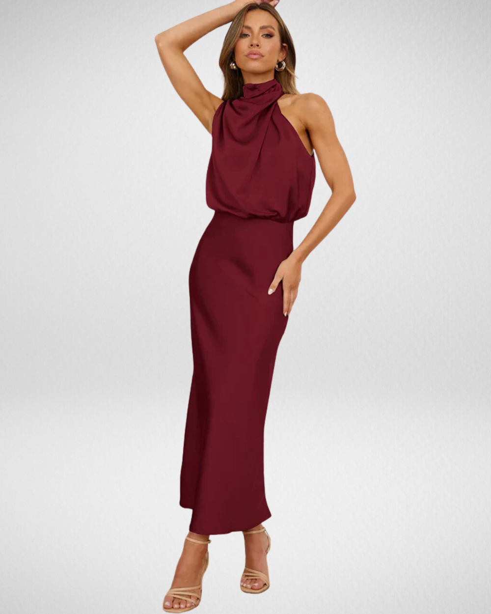 Elegancka satynowa sukienka midi – klasyczna kobiecość i nowoczesny szyk