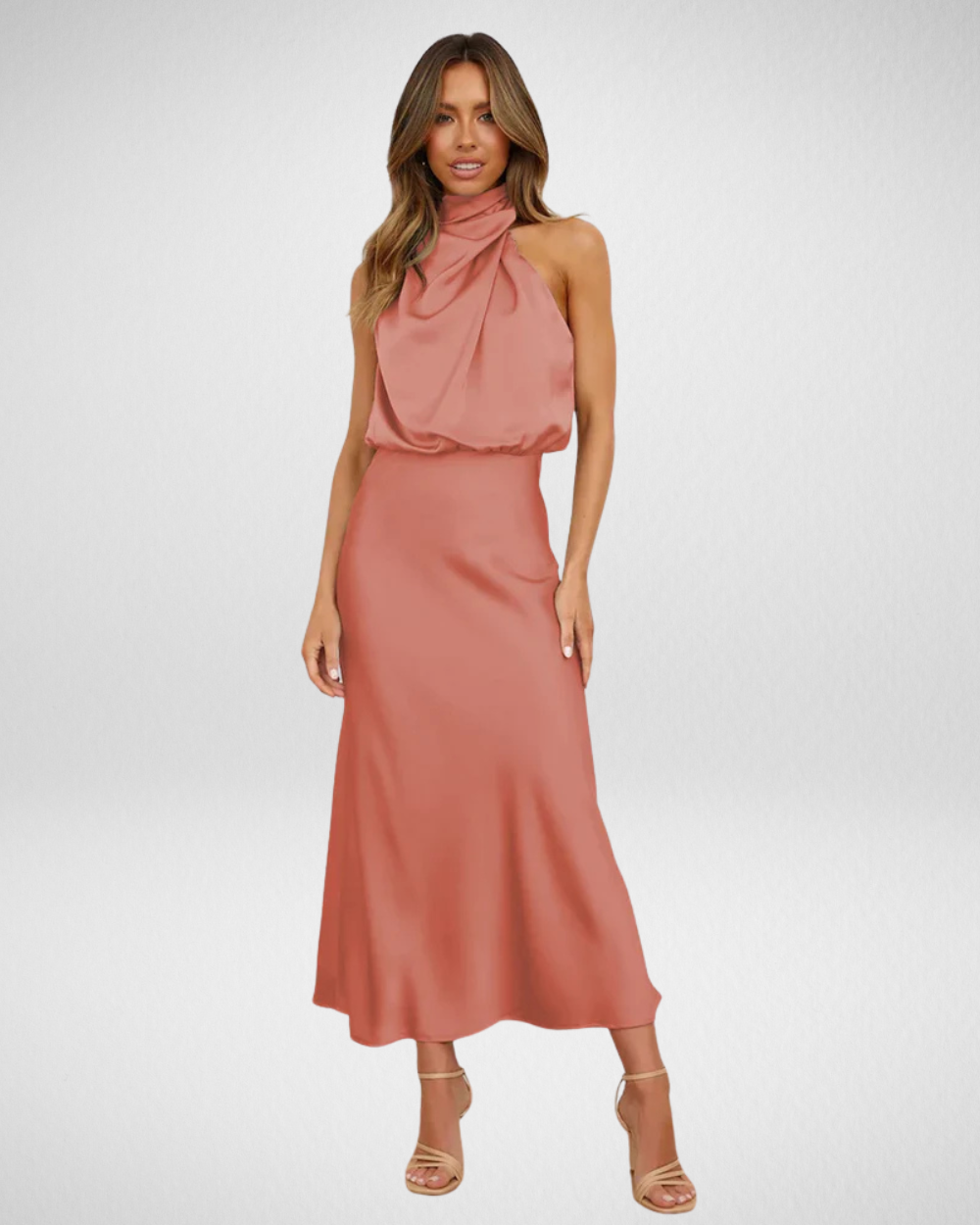 Elegancka satynowa sukienka midi – klasyczna kobiecość i nowoczesny szyk