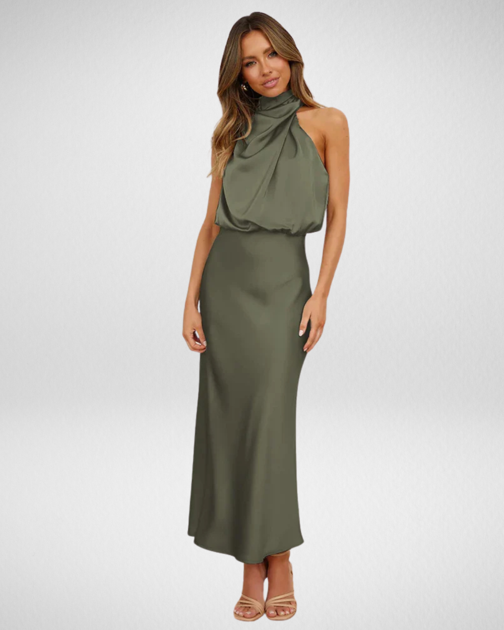 Elegancka satynowa sukienka midi – klasyczna kobiecość i nowoczesny szyk