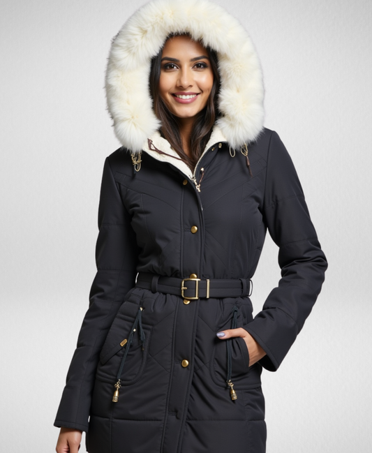 Damska Parka Zimowa z Futrzanym Kapturem – Ciepło i Elegancja