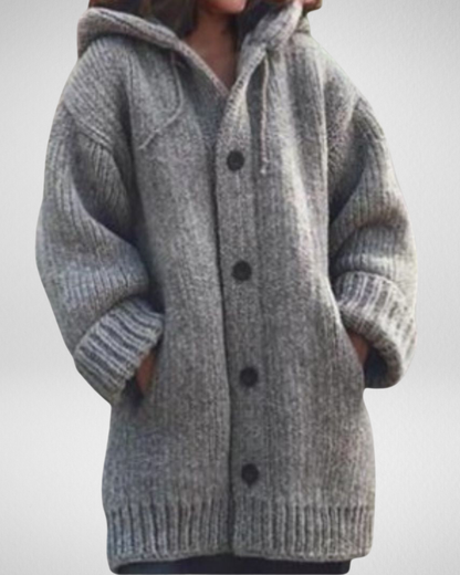 Damski Gruby Kardigan z Kapturem – Ciepło i Wygoda na Chłodne Dni
