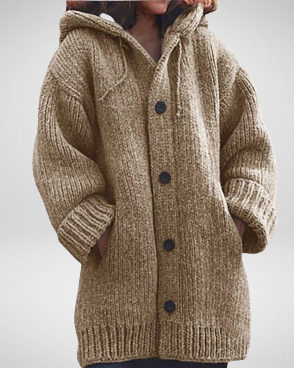 Damski Gruby Kardigan z Kapturem – Ciepło i Wygoda na Chłodne Dni