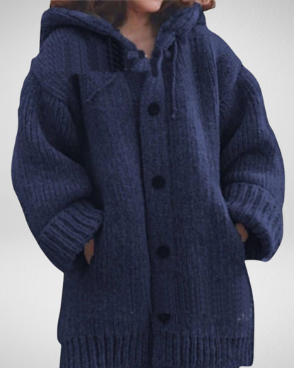 Damski Gruby Kardigan z Kapturem – Ciepło i Wygoda na Chłodne Dni