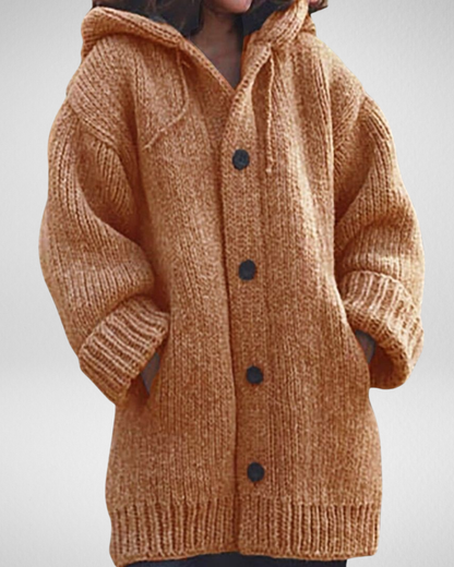 Damski Gruby Kardigan z Kapturem – Ciepło i Wygoda na Chłodne Dni