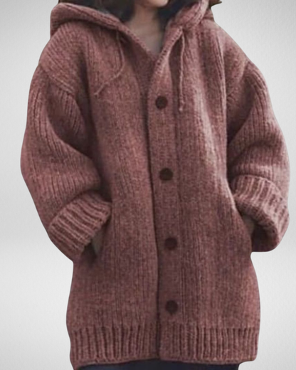Damski Gruby Kardigan z Kapturem – Ciepło i Wygoda na Chłodne Dni