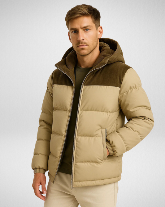 Męska Pikowana Kurtka Zimowa z Kapturrem