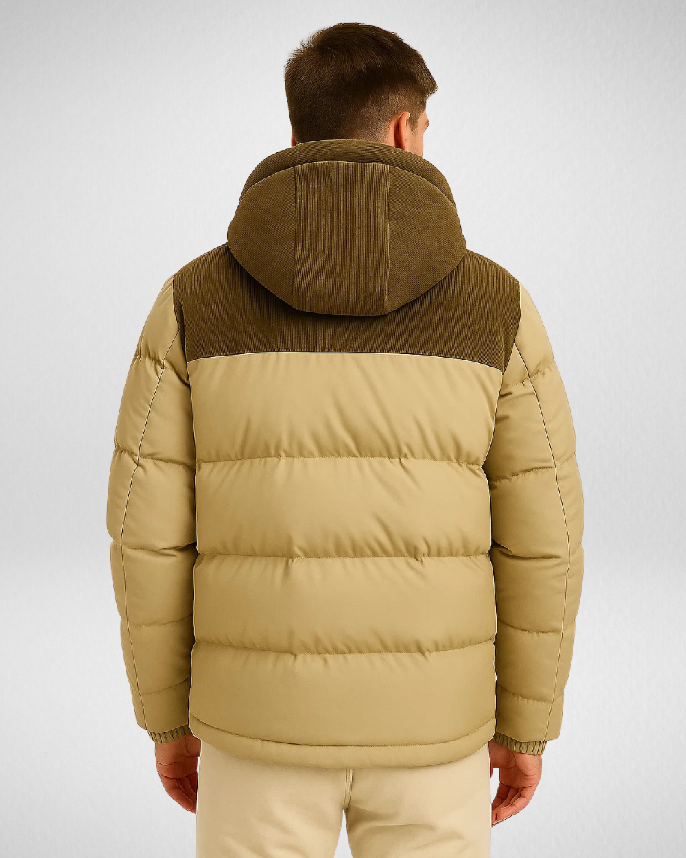 Męska Pikowana Kurtka Zimowa z Kapturrem