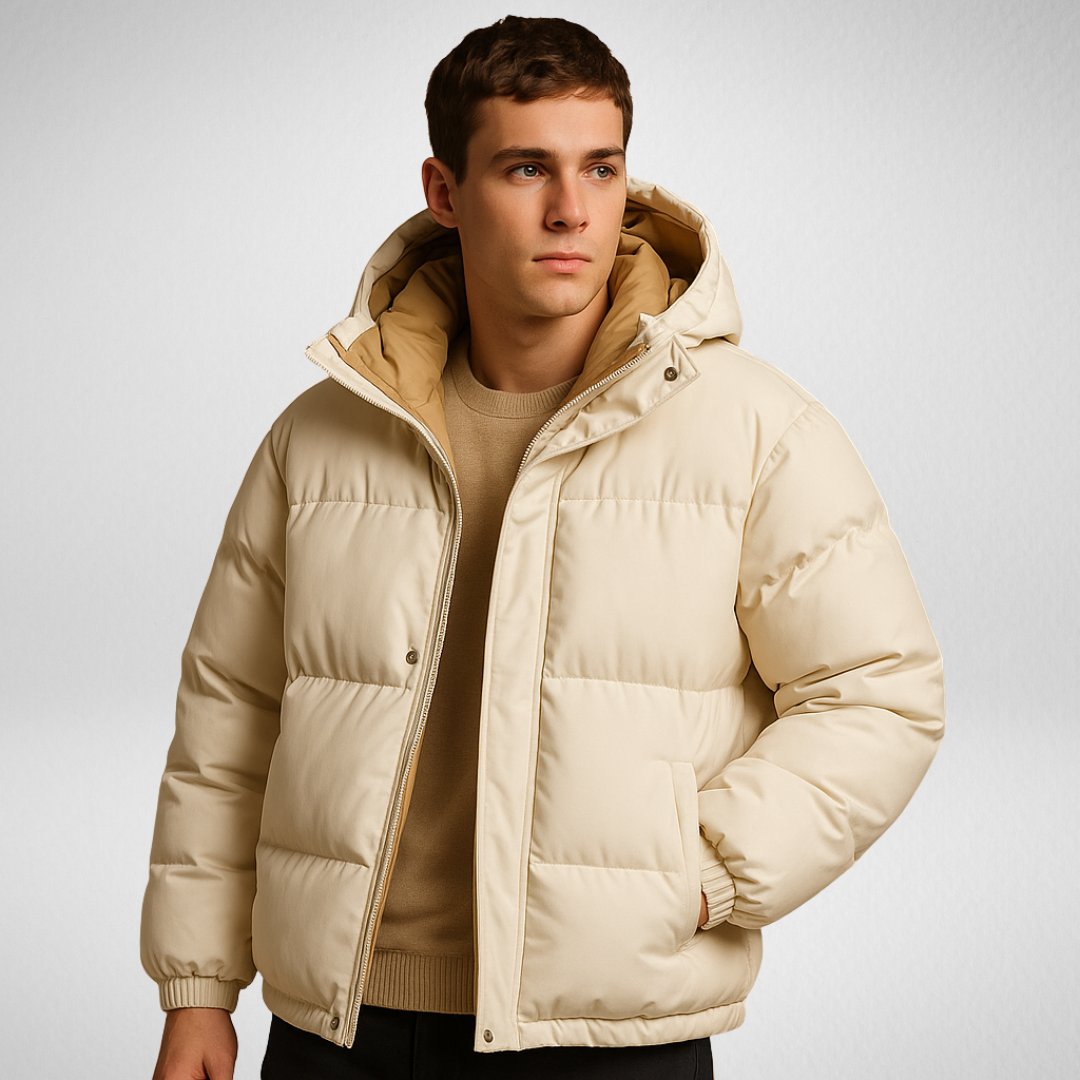 Męska zimowa pikowana kurtka z kapturem