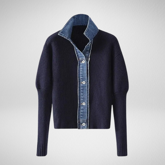 Damski Kardigan z Denimowymi Detalami – Styl i Nowoczesny Kontrast