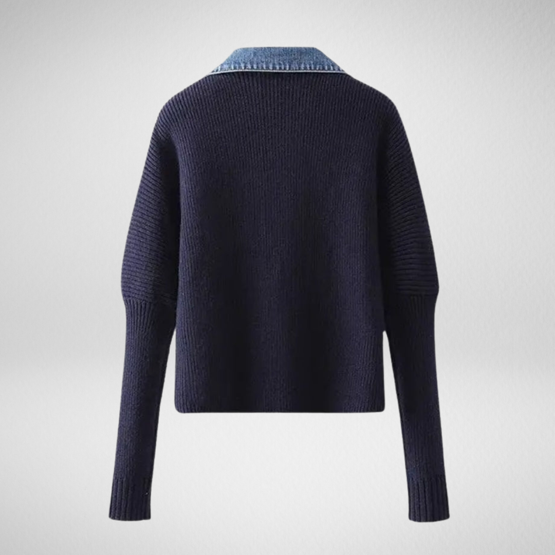 Damski Kardigan z Denimowymi Detalami – Styl i Nowoczesny Kontrast